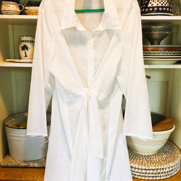 Miraclesuit Sun Dress Coverup Size 2X White Tie Front Cotton Blend - Picture 1 of 8